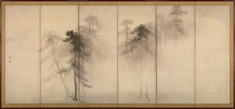 Papier peint panoramique Pins dans la brume - Zen & Japon