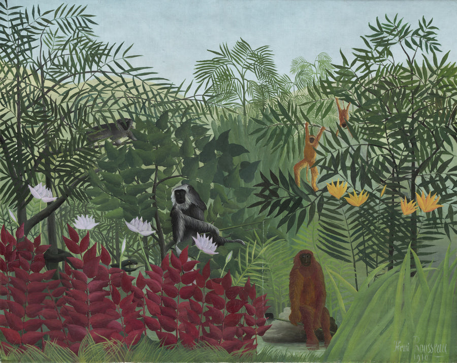 Papier peint panoramique Forêt tropicale aux singes - Jungle & Tropical